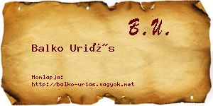 Balko Uriás névjegykártya